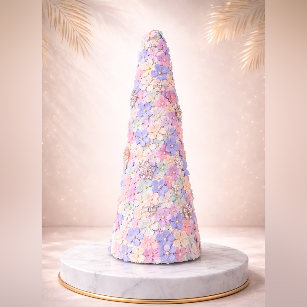 Floral Embellished Cone Decor